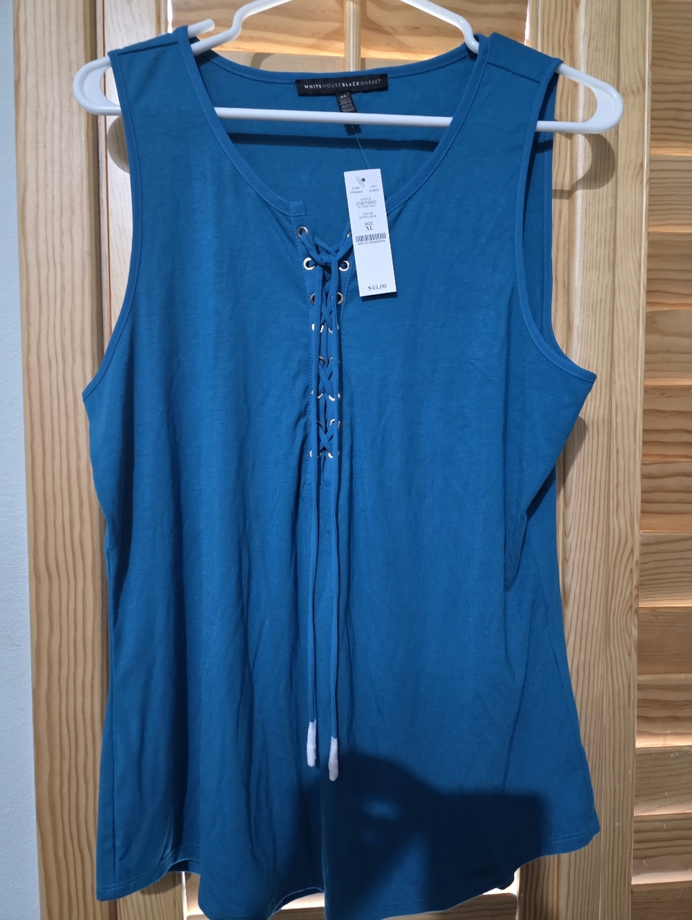 White House Black Market Teal Lace-Up Sleeveless Tank